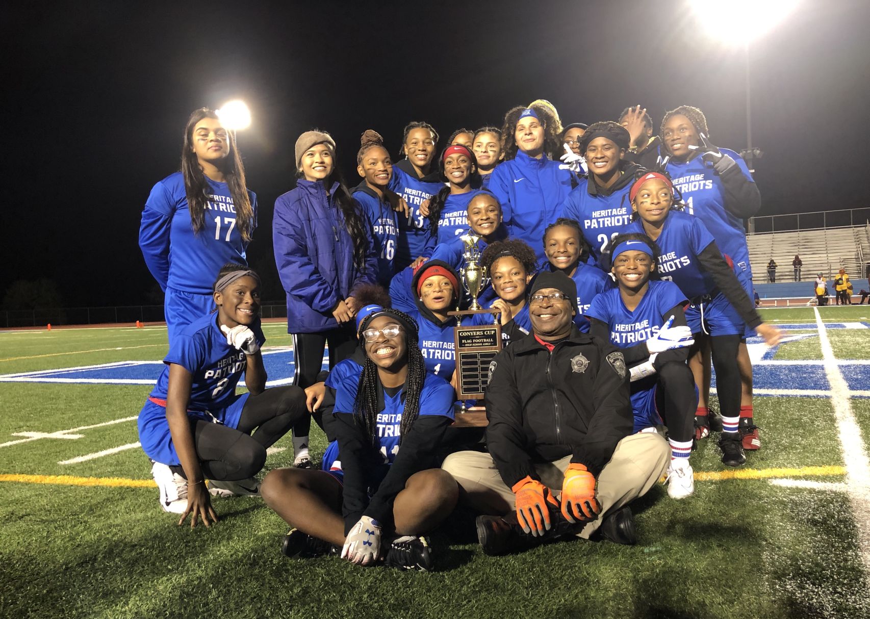 The Heritage Patriots won the inaugural girls flag football Conyers Cup, defeating Salem 33-0